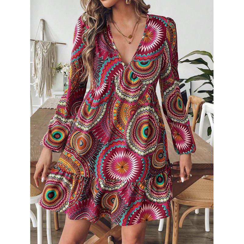 Small Man Fashion Spring New Arrival Fashion V Neck Geometric Pattern Print Loose A- line Ruffles Long Sleeves Dress Red Color M
Small Man Fashion Spring New Arrival Fashion V Neck Geometric Pattern Print Loose A- line Ruffles Long Sleeves Dress Red Color M
