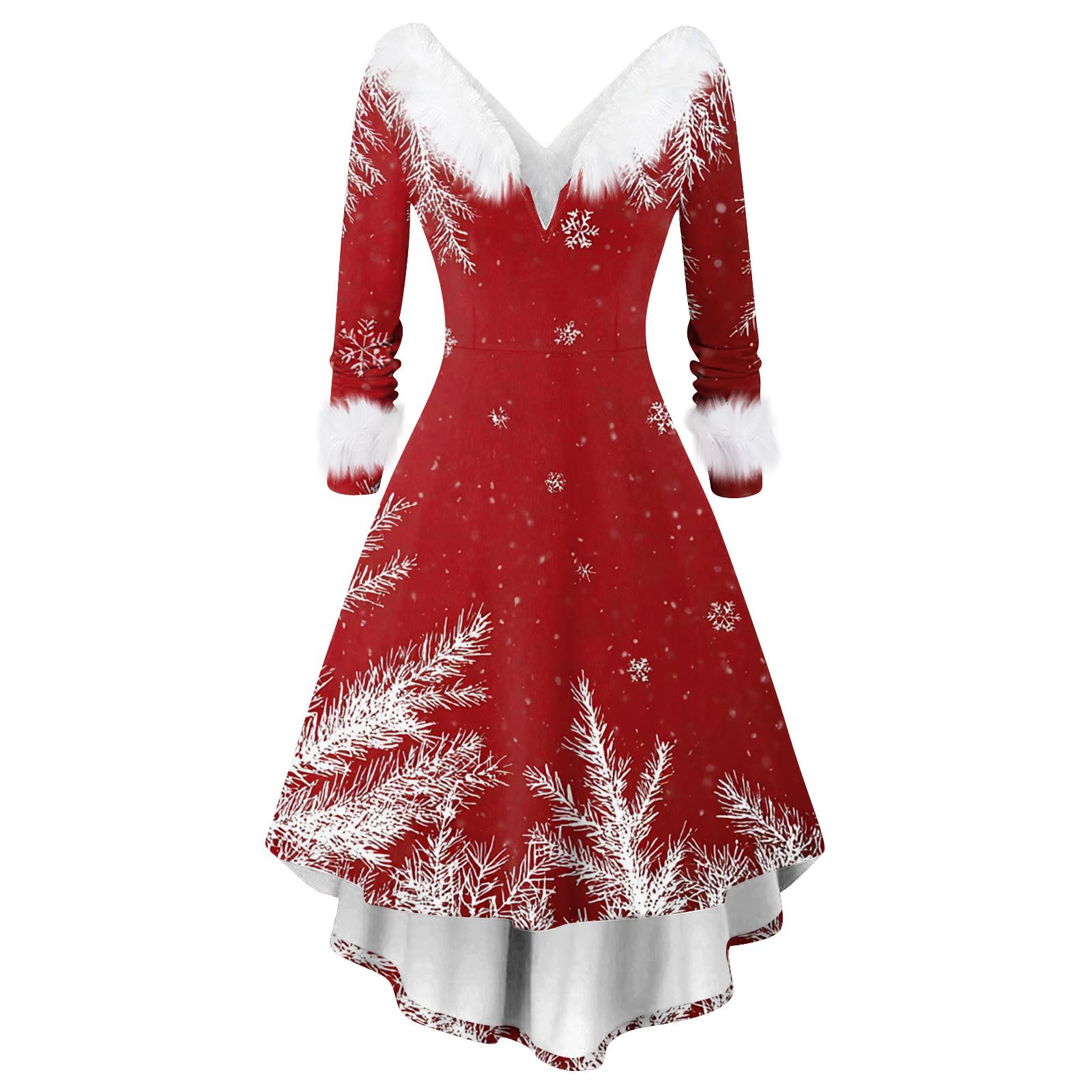 Жіноча модна повсякденна сукня з V-подібним вирізом та різдвяним принтом, з довгим рукавом M червоний
Жіноча модна повсякденна сукня з V-подібним вирізом та різдвяним принтом, з довгим рукавом M червоний
