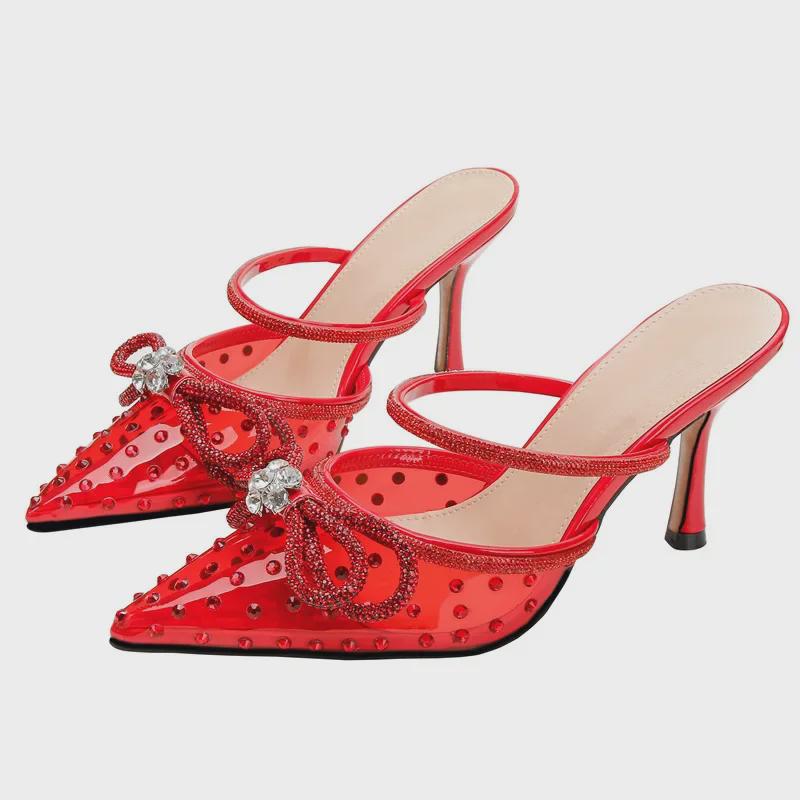 New Spring-Summer Rhinestone Bow Stilettos: Elegant Transparent Pointed-Toe High Heels 41
New Spring-Summer Rhinestone Bow Stilettos: Elegant Transparent Pointed-Toe High Heels 41