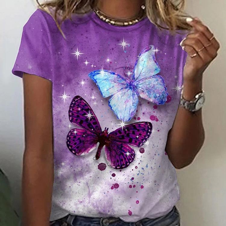 Summer Round Neck 3D Butterfly Dragonfly Print Top Fashionable Casual Short Sleeved Women s T-shirts S
Summer Round Neck 3D Butterfly Dragonfly Print Top Fashionable Casual Short Sleeved Women s T-shirts S