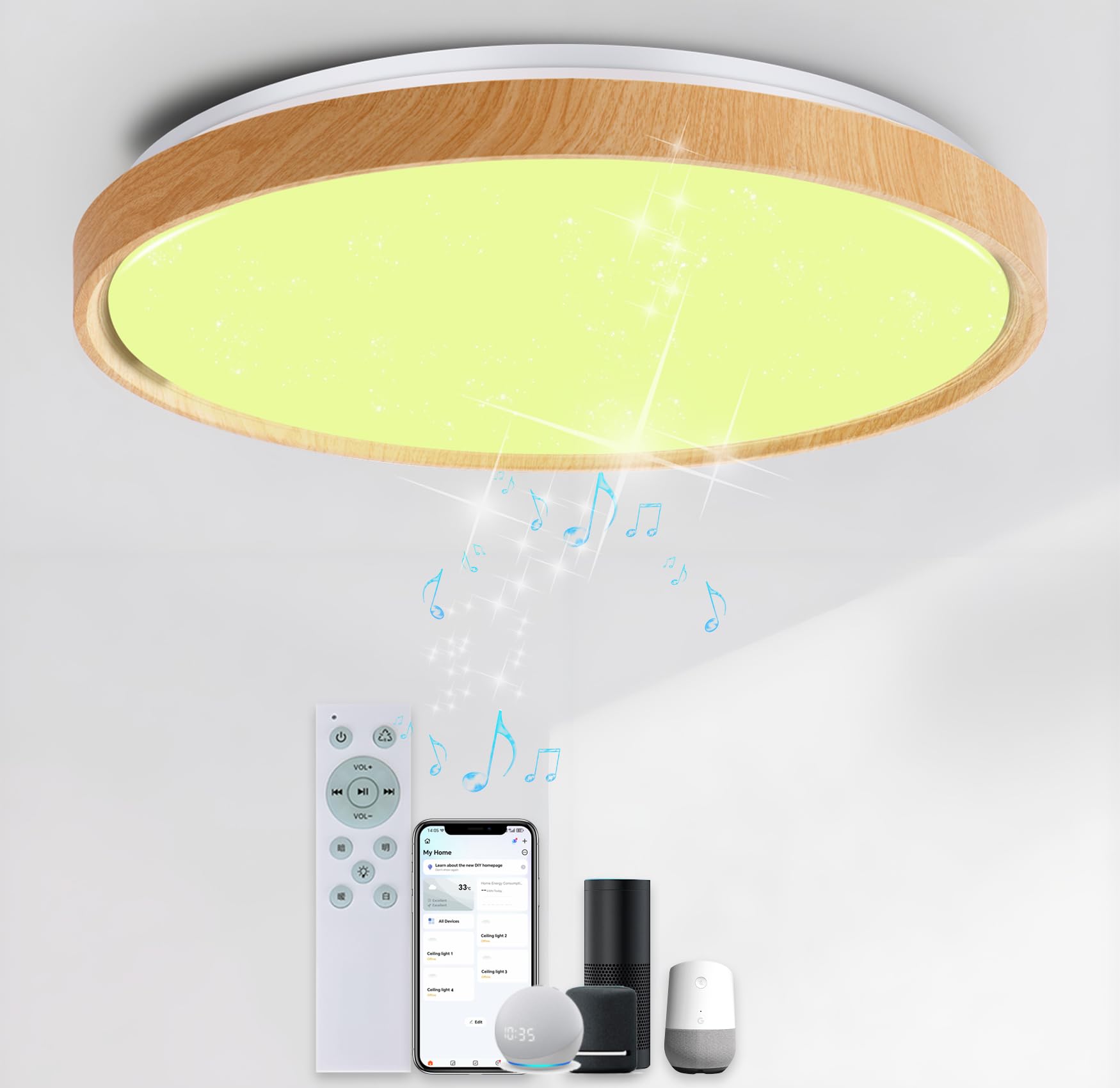 Taiguraz Wood Grain LED Music Ceiling Lamp, 12-Tatami Size, WiFi Connection, Amazon Alexa Compatible, VoiceAPP Control, Built-in Bluetooth Speaker,
Taiguraz Wood Grain LED Music Ceiling Lamp, 12-Tatami Size, WiFi Connection, Amazon Alexa Compatible, VoiceAPP Control, Built-in Bluetooth Speaker,