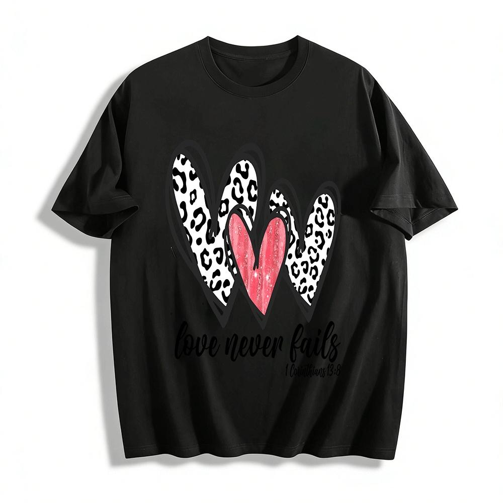 Love Never Fails Leopard Print Heart Tee 1 Corinthians 13:8 Pure cotton T-shirt XXS
Love Never Fails Leopard Print Heart Tee 1 Corinthians 13:8 Pure cotton T-shirt XXS