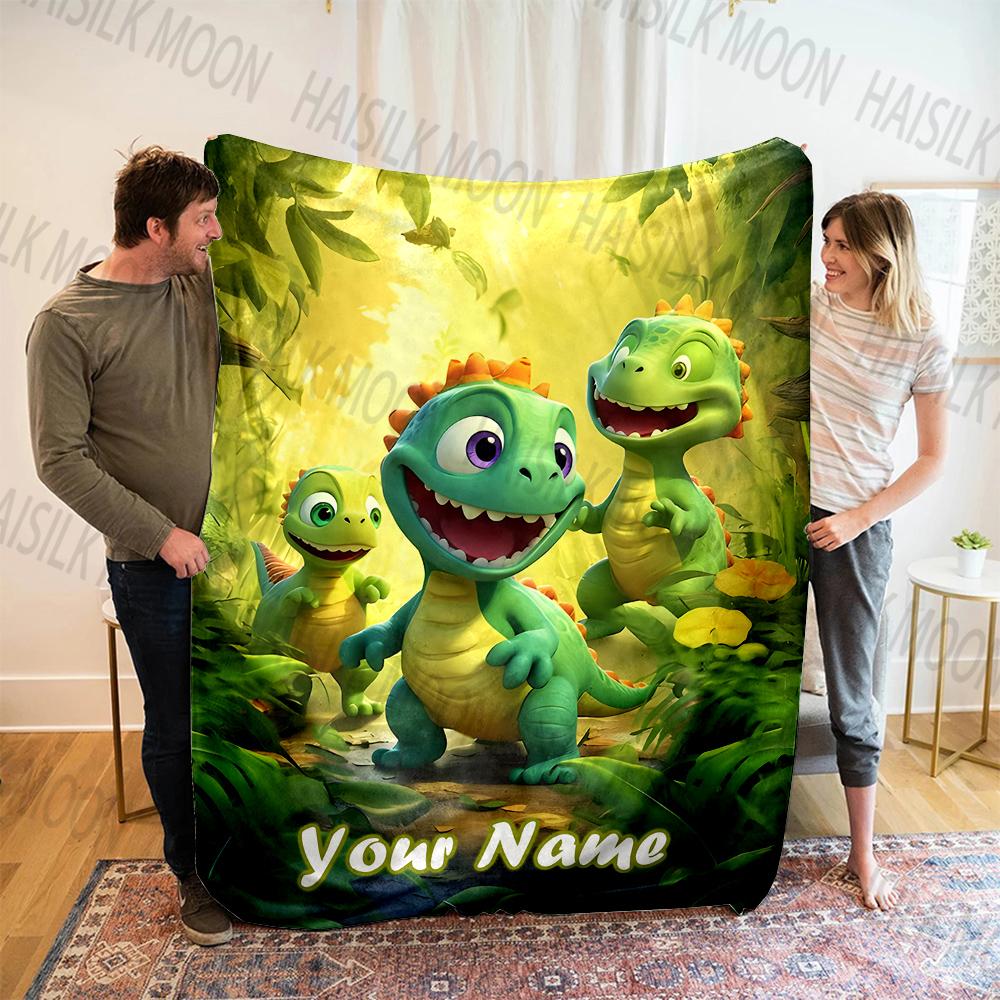 Personalized Customized Name Blanket Cartoon Dinosaur Print Warm and Comfortable Blanket for Sofa Bed Travel Camping Picnic Car 75x100cm
Personalized Customized Name Blanket Cartoon Dinosaur Print Warm and Comfortable Blanket for Sofa Bed Travel Camping Picnic Car 75x100cm
