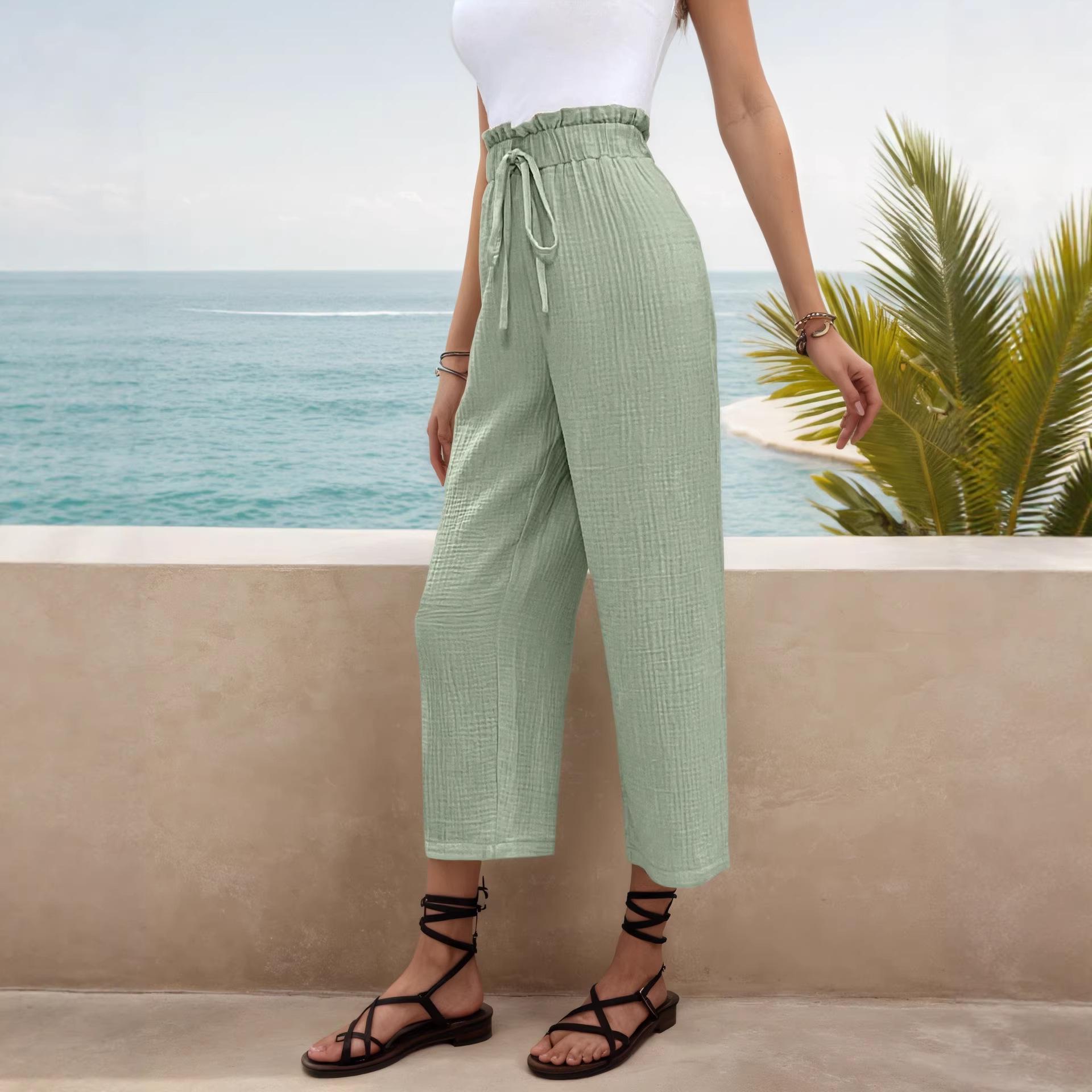 Summer High-Waisted Women s Beach Pants - Solid Color, Elastic Waist, Drawstring, Loose Wide-Leg Style US Size XS
Summer High-Waisted Women s Beach Pants - Solid Color, Elastic Waist, Drawstring, Loose Wide-Leg Style US Size XS