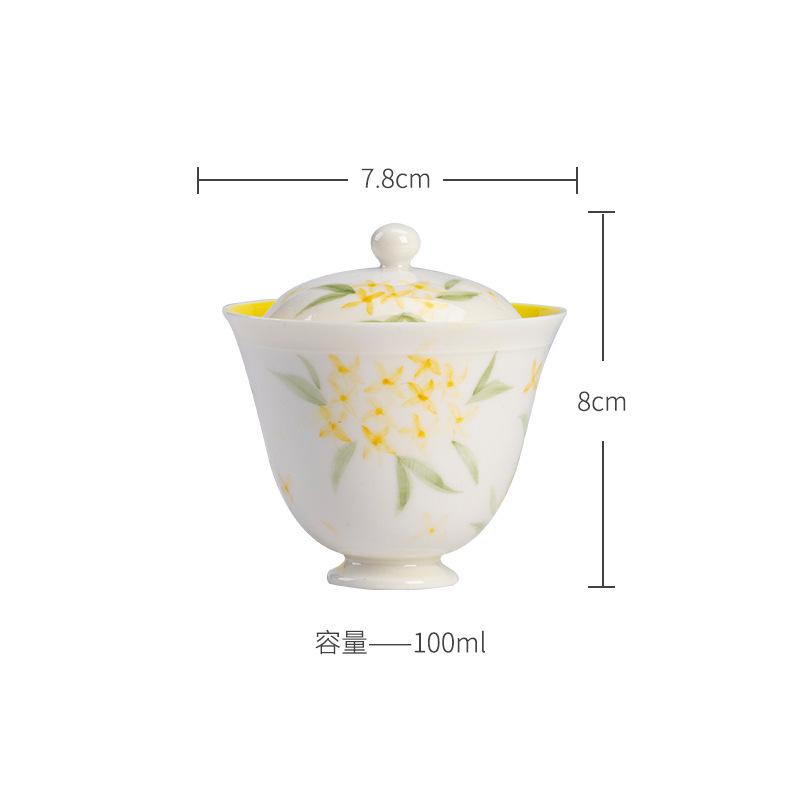 100ml White Porcelain Pure Hand Painted Osmanthus Lid Bowl Creative Handmade Ceramic Tea Bowl Kung Fu Tea Set Tea Art Supplies
100ml White Porcelain Pure Hand Painted Osmanthus Lid Bowl Creative Handmade Ceramic Tea Bowl Kung Fu Tea Set Tea Art Supplies