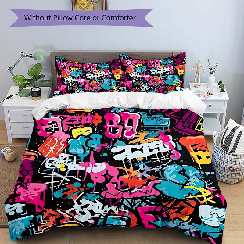 3pcs Graffiti Art Bedding Set - Includes One Quilt Cover and Two Pillowcases (No Core) - Home Decor, Festival Gift, Polyester Fabric, Anime Cartoon De 135x200cm
3pcs Graffiti Art Bedding Set - Includes One Quilt Cover and Two Pillowcases (No Core) - Home Decor, Festival Gift, Polyester Fabric, Anime Cartoon De 135x200cm