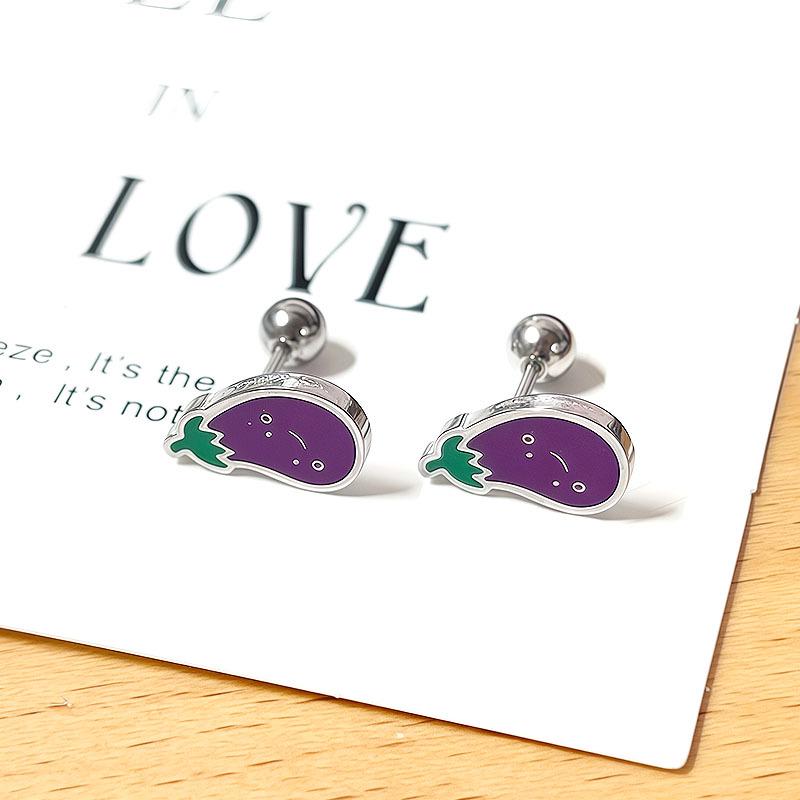 Artistic Eggplant, Cabbage, Sunflower, Coconut Tree Screw-Back Ear Bone Stud Earrings in Light Luxury Niche Style
Artistic Eggplant, Cabbage, Sunflower, Coconut Tree Screw-Back Ear Bone Stud Earrings in Light Luxury Niche Style