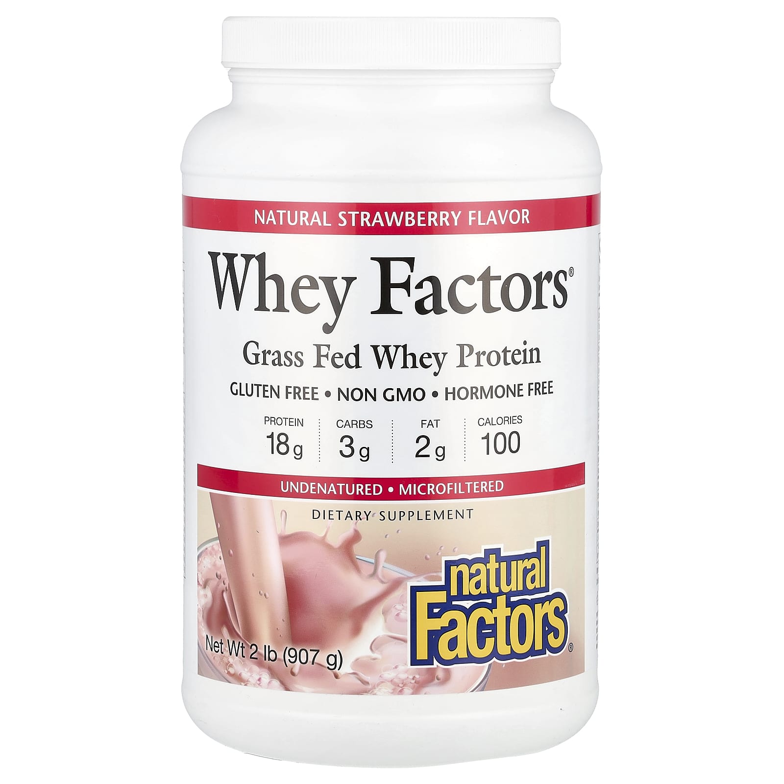 Natural Factors, Whey Factors®, Grass-Fed Whey Protein, Strawberry Flavor, 2 lb (907 g)
Natural Factors, Whey Factors®, Grass-Fed Whey Protein, Strawberry Flavor, 2 lb (907 g)
