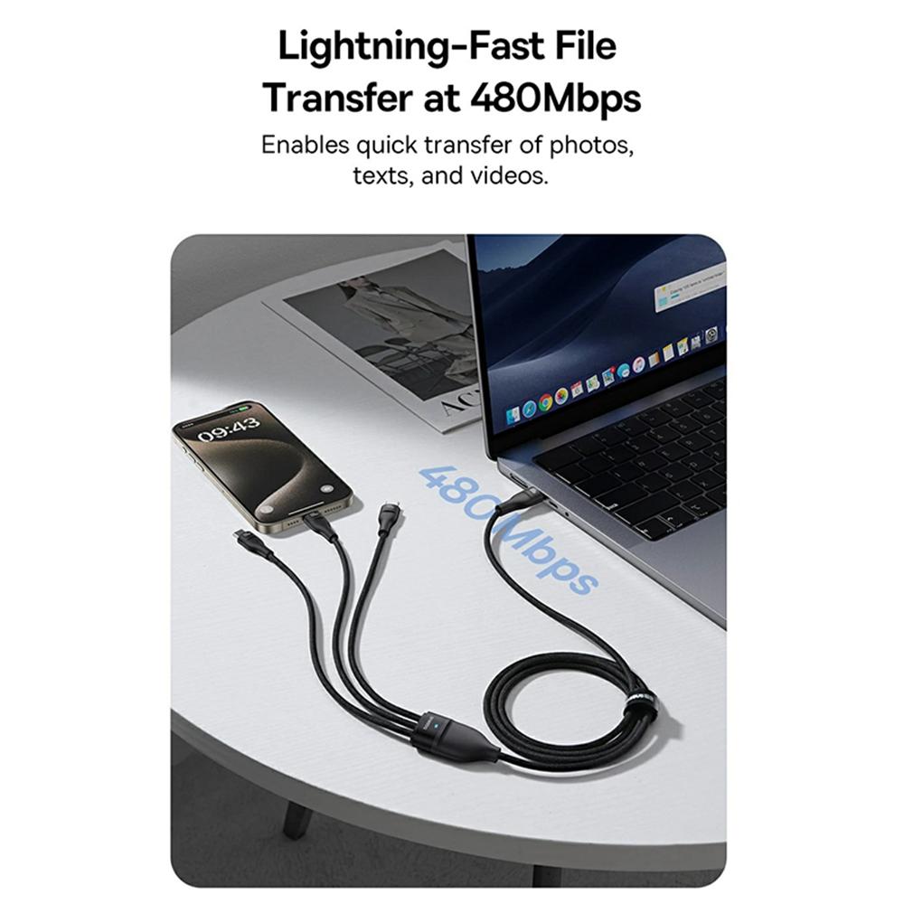 BASEUS Flash Series Lll 1.5m One-For-Three 100W Fast Charging Cable USB-C to 3x Type-C Data Wire Black
BASEUS Flash Series Lll 1.5m One-For-Three 100W Fast Charging Cable USB-C to 3x Type-C Data Wire Black
