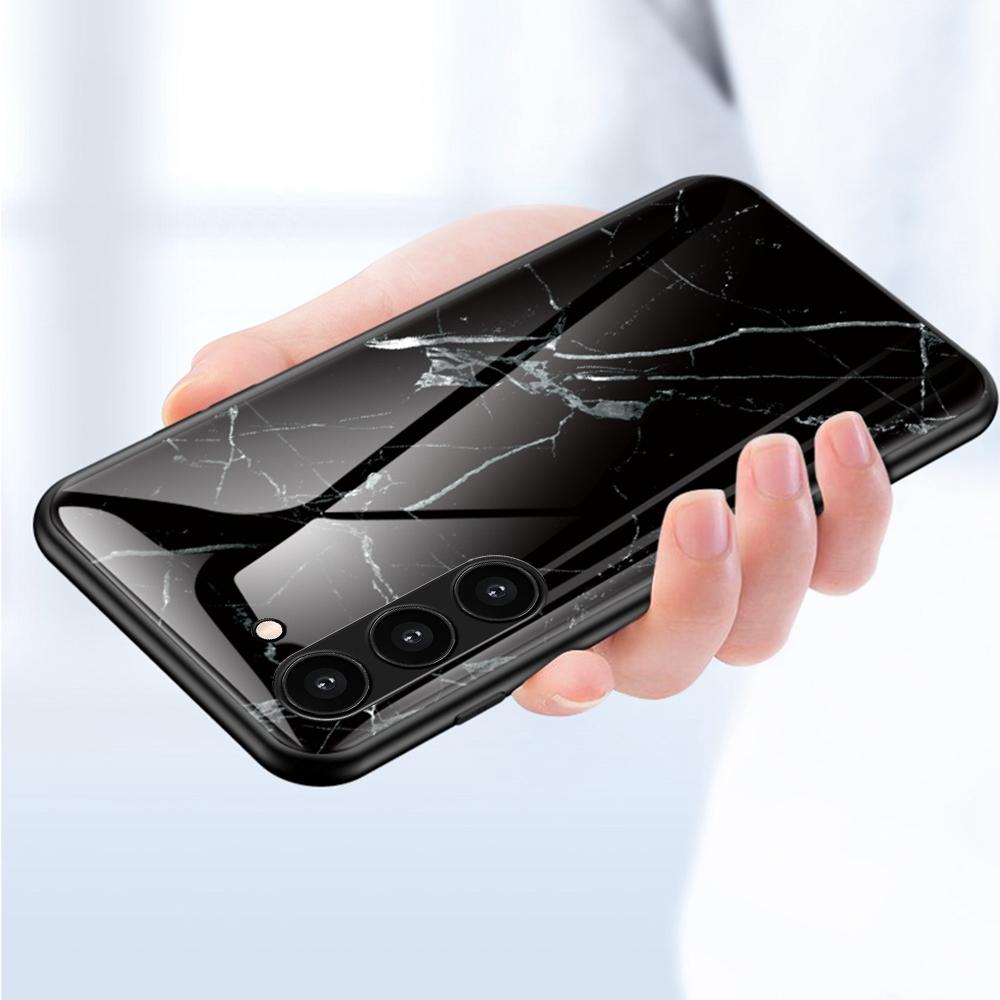 For Samsung Galaxy S23+ Marble Pattern Printing Tempered Glass Back Case Shockproof PC +TPU Frame Scratch-Resistant Phone Cover Black Marble
For Samsung Galaxy S23+ Marble Pattern Printing Tempered Glass Back Case Shockproof PC +TPU Frame Scratch-Resistant Phone Cover Black Marble