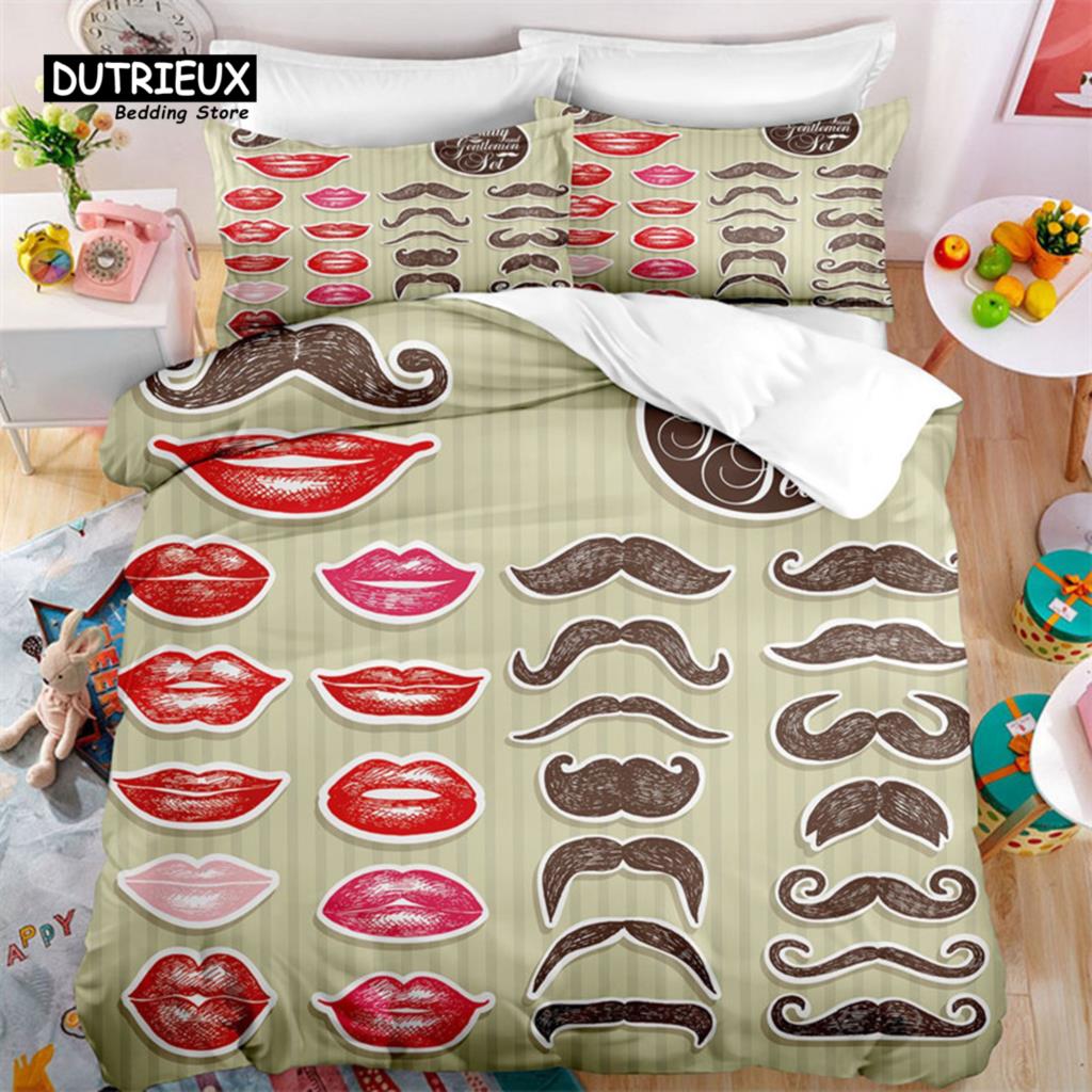 For Teens Couple Valentine Day Home Decor - Romance Duvet Cover Man Mustache Woman Lip Quilt Cover Microfiber 3D Print Bedding Set EU single(135x200cm)
For Teens Couple Valentine Day Home Decor - Romance Duvet Cover Man Mustache Woman Lip Quilt Cover Microfiber 3D Print Bedding Set EU single(135x200cm)