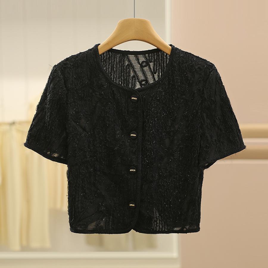 Женская рубашка Du Family s Ace Lady из шелка с текстурой, блестящая, приталенного кроя, с коротким рукавом, для осени L чёрный
Женская рубашка Du Family s Ace Lady из шелка с текстурой, блестящая, приталенного кроя, с коротким рукавом, для осени L чёрный