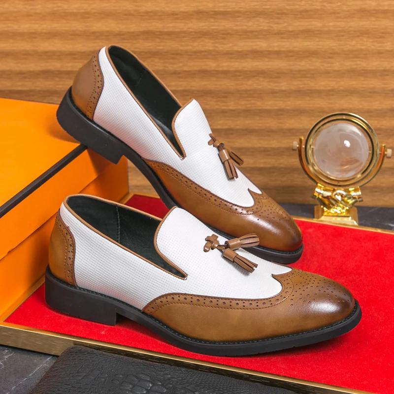 Мужские мокасины из искусственной кожи с кисточками и низким каблуком, с резьбой, деловые, формальные, мужские туфли, большой размер 38-48 38
Мужские мокасины из искусственной кожи с кисточками и низким каблуком, с резьбой, деловые, формальные, мужские туфли, большой размер 38-48 38