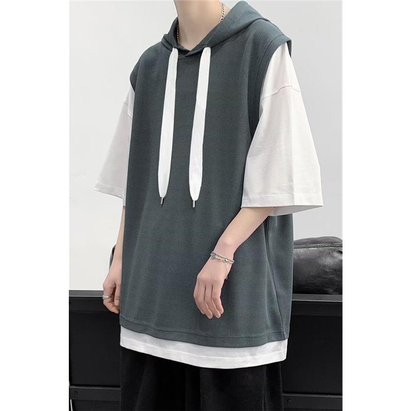 Men s Waffle Knit Hooded T-Shirt Fake Two-Piece Short Sleeve Loose Oversized Casual Top Japanese Style Summer Streetwear XXL темно-сірий
Men s Waffle Knit Hooded T-Shirt Fake Two-Piece Short Sleeve Loose Oversized Casual Top Japanese Style Summer Streetwear XXL темно-сірий