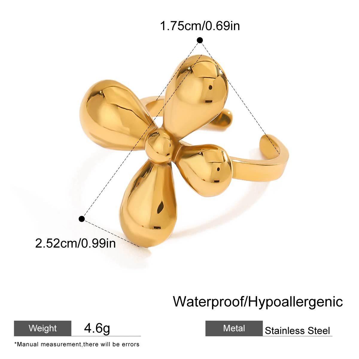 316L Stainless Steel Thick Flower Shape Rings for Women Waterproof No Tarnish High Quality 18k Gold Plated Women s Chunky Ring opening
316L Stainless Steel Thick Flower Shape Rings for Women Waterproof No Tarnish High Quality 18k Gold Plated Women s Chunky Ring opening