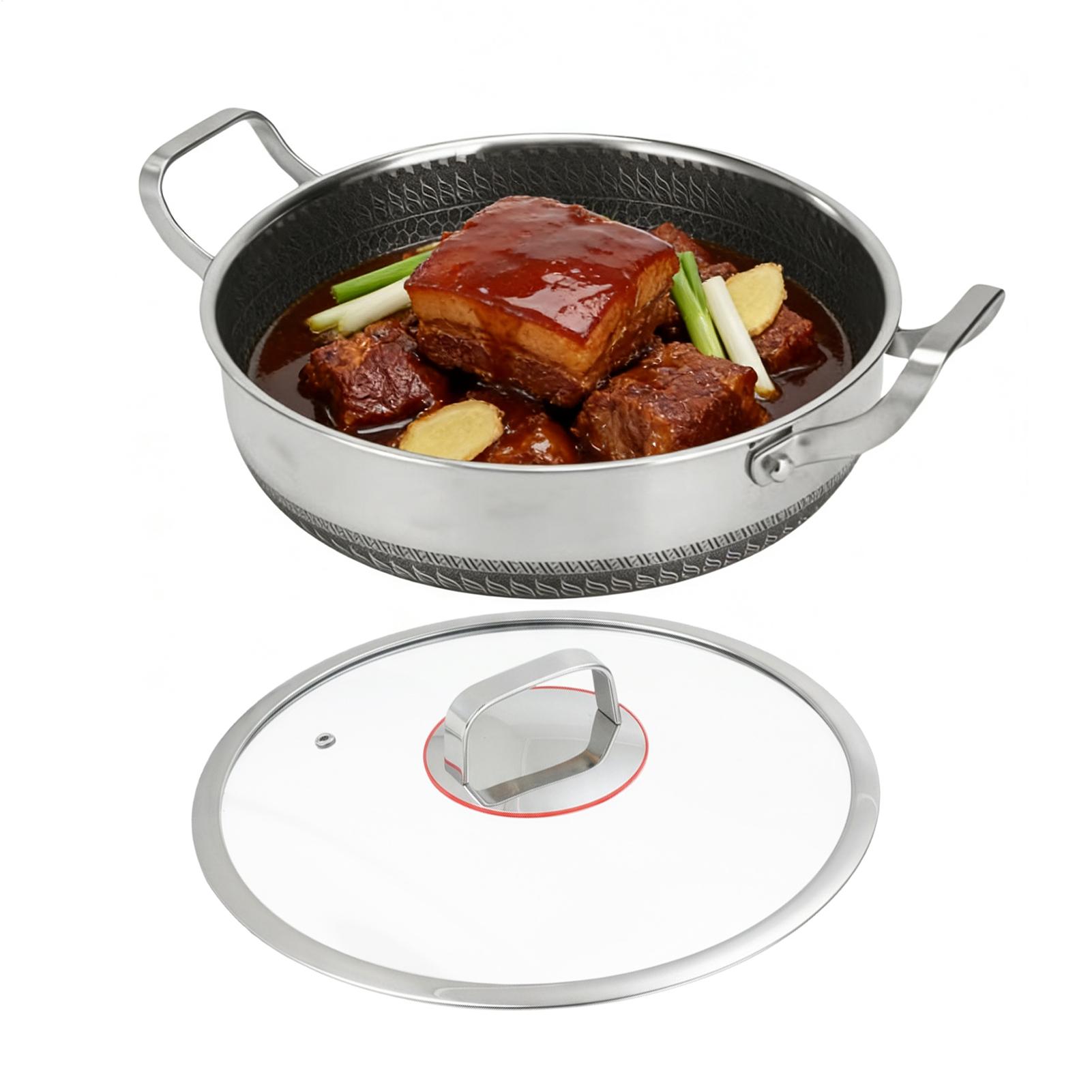 Deepening Double Handled Frying Pan With Lid Nonstick Saute Pan Stainless Steel Kitchen Cookware Household Pancake Baking Pan 26CM
Deepening Double Handled Frying Pan With Lid Nonstick Saute Pan Stainless Steel Kitchen Cookware Household Pancake Baking Pan 26CM