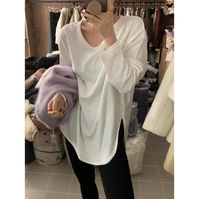Basic white T-shirt women s large size loose top Dongde velvet warm split-ended long-sleeved inner bottoming shirt 2XL
Basic white T-shirt women s large size loose top Dongde velvet warm split-ended long-sleeved inner bottoming shirt 2XL