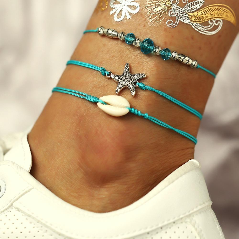3pcs/set Beach Jewelry Charm Anklet Set Foot Chain Shell Starfish Ankle Bracelet for Women синий
3pcs/set Beach Jewelry Charm Anklet Set Foot Chain Shell Starfish Ankle Bracelet for Women синий