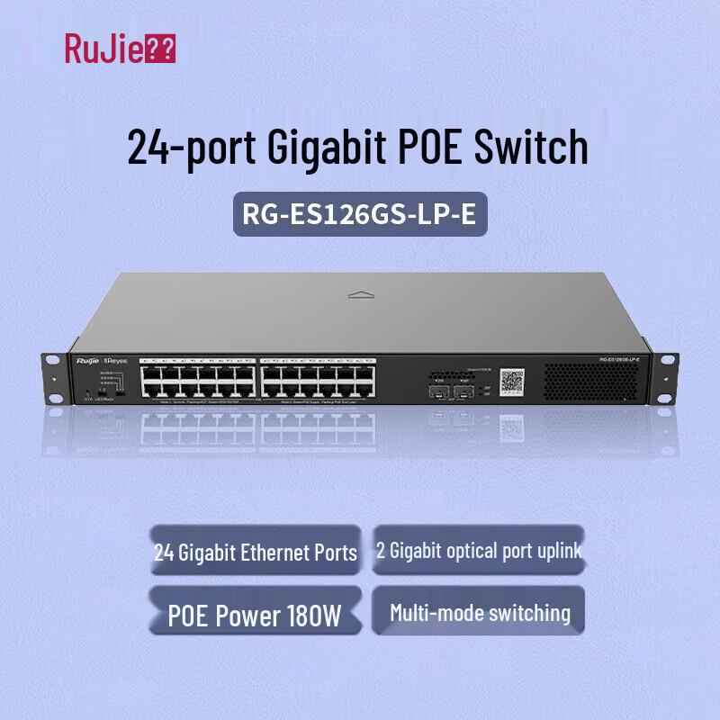 Ruijie 24-Port Gigabit Unmanaged PoE Switch
Ruijie 24-Port Gigabit Unmanaged PoE Switch