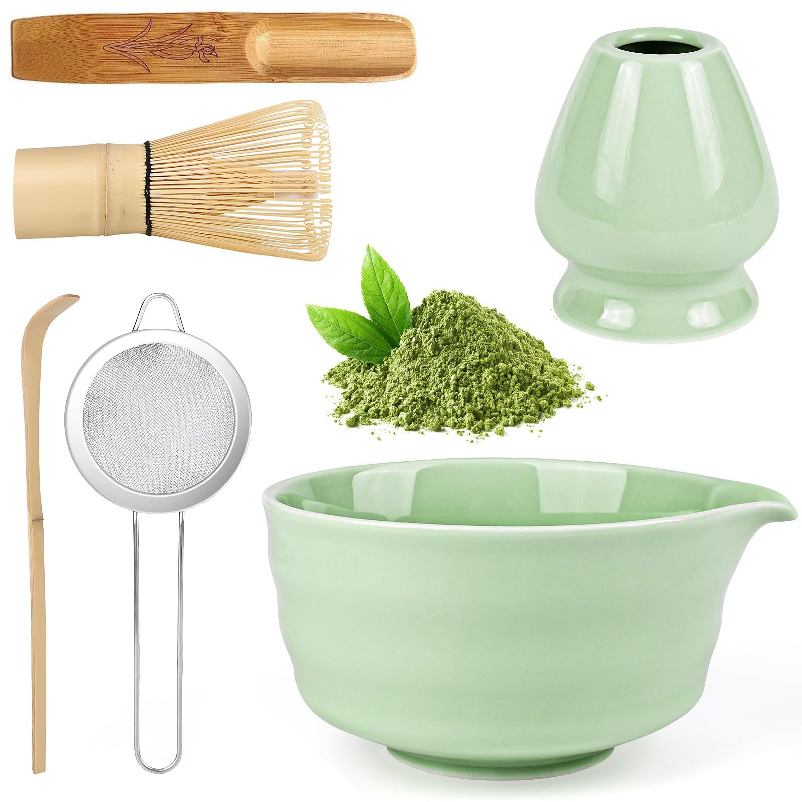 Чайная церемония матча Чаша для матча Венчик для матча Часен и Нержавеющая сталь Специально разработано для начинающих и энтузиастов чайной церемонии 6 предметов