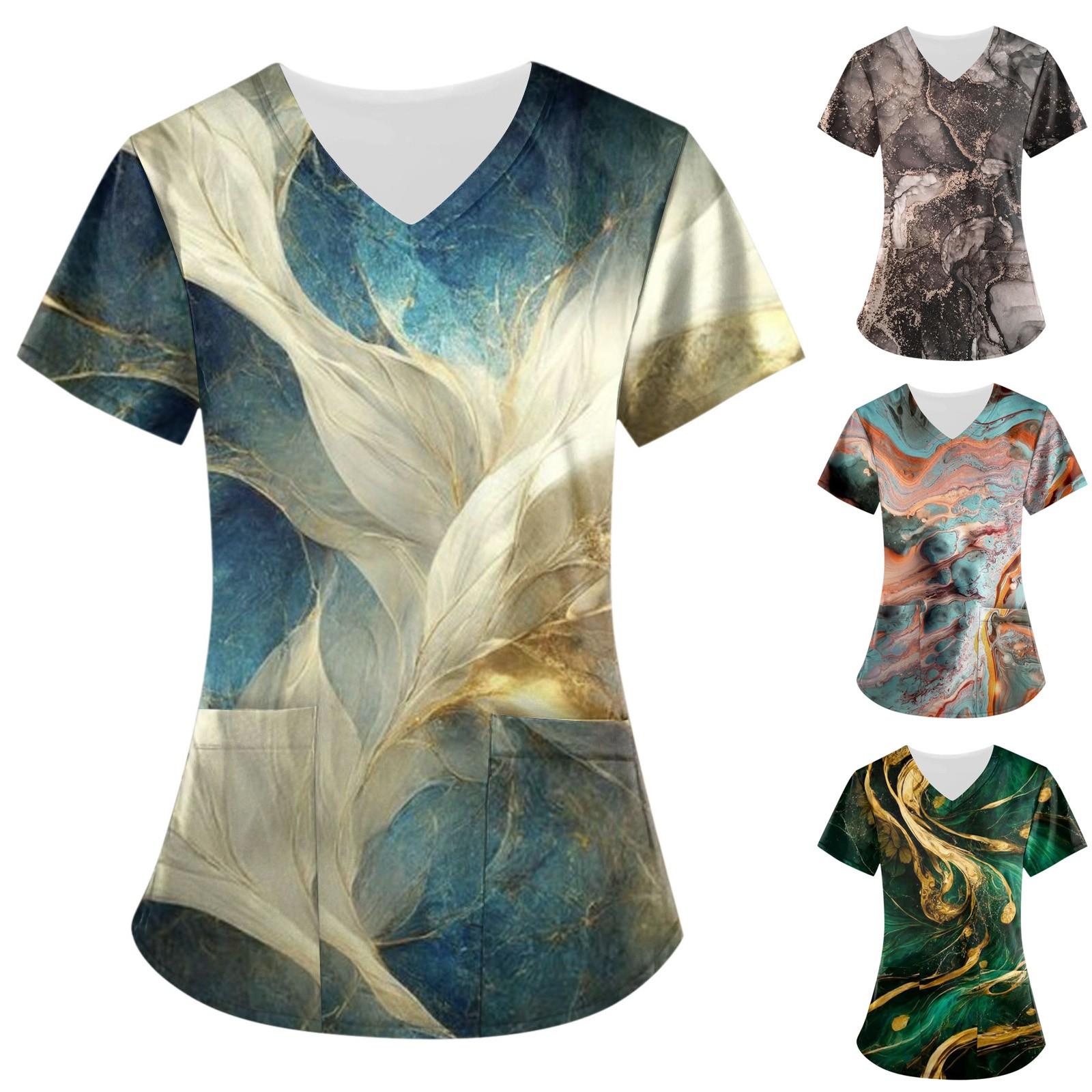 Дамы с коротким рукавом и V-образным вырезом, картина маслом, цветочный принт, карманный рабочий топ
Дамы с коротким рукавом и V-образным вырезом, картина маслом, цветочный принт, карманный рабочий топ