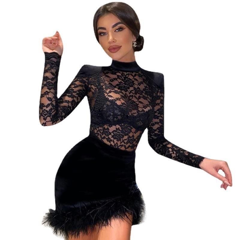 Сексуальное платье204 Осень Новое Сексуальное облегающее Кружевное лоскутное Замшевое меховое Прозрачное платье-юбка Женщины Black S
Сексуальное платье204 Осень Новое Сексуальное облегающее Кружевное лоскутное Замшевое меховое Прозрачное платье-юбка Женщины Black S