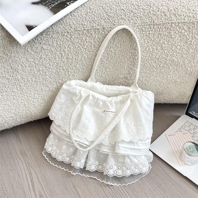 Gentle Girl Lace Laminated Lace Skirt Cloth Bag New Large Capacity Commuter Shoulder Bag білий
Gentle Girl Lace Laminated Lace Skirt Cloth Bag New Large Capacity Commuter Shoulder Bag білий