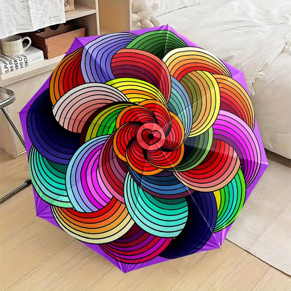 Automatic Open/Close Folding Umbrella with Multicolor Swirl Flower Design - 8-Rib Windproof &, Compact Portable Collapsible Um
Automatic Open/Close Folding Umbrella with Multicolor Swirl Flower Design - 8-Rib Windproof &, Compact Portable Collapsible Um
