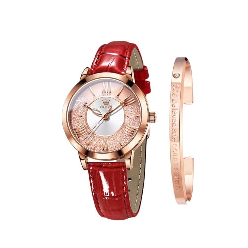 Набор женских часов OLEVS - Легко читаемые часы-браслет - Премиальная нержавеющая сталь - Календарь, Водонепроницаемость 3 АТМ, Люминесцентные золото/серебро (красный)
Набор женских часов OLEVS - Легко читаемые часы-браслет - Премиальная нержавеющая сталь - Календарь, Водонепроницаемость 3 АТМ, Люминесцентные золото/серебро (красный)