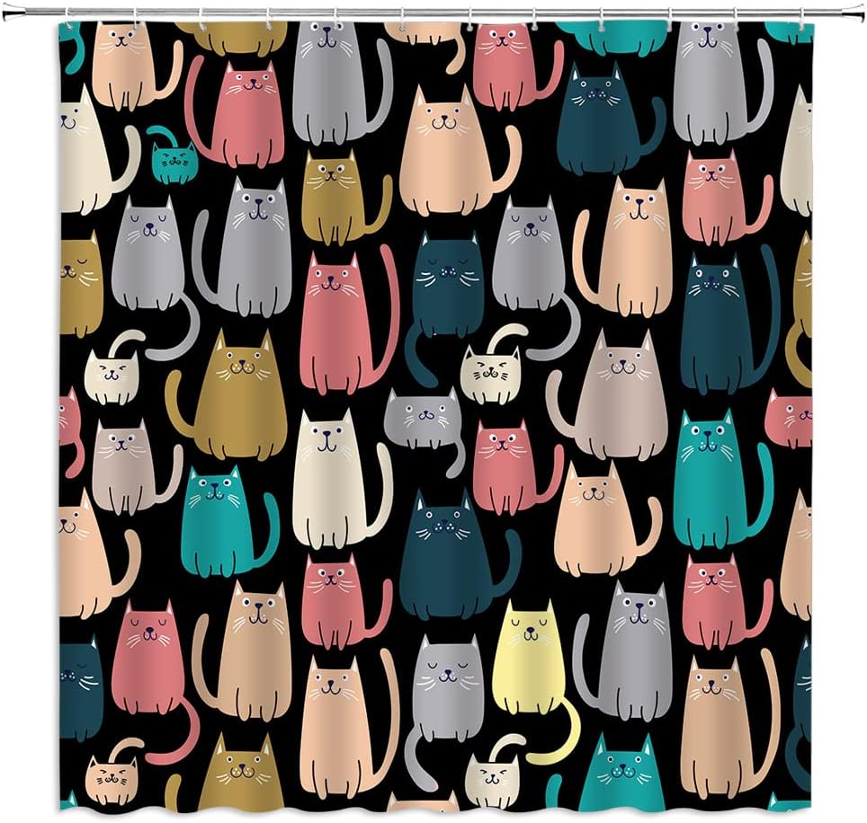 Cute Cat Shower Curtain Multicolor Cartoon Happy Colorful Kitten Animal Lovers Pattern Women Girls Purple Fabric Home Bathroom W60H190(CM)-1 Pcs
Cute Cat Shower Curtain Multicolor Cartoon Happy Colorful Kitten Animal Lovers Pattern Women Girls Purple Fabric Home Bathroom W60H190(CM)-1 Pcs