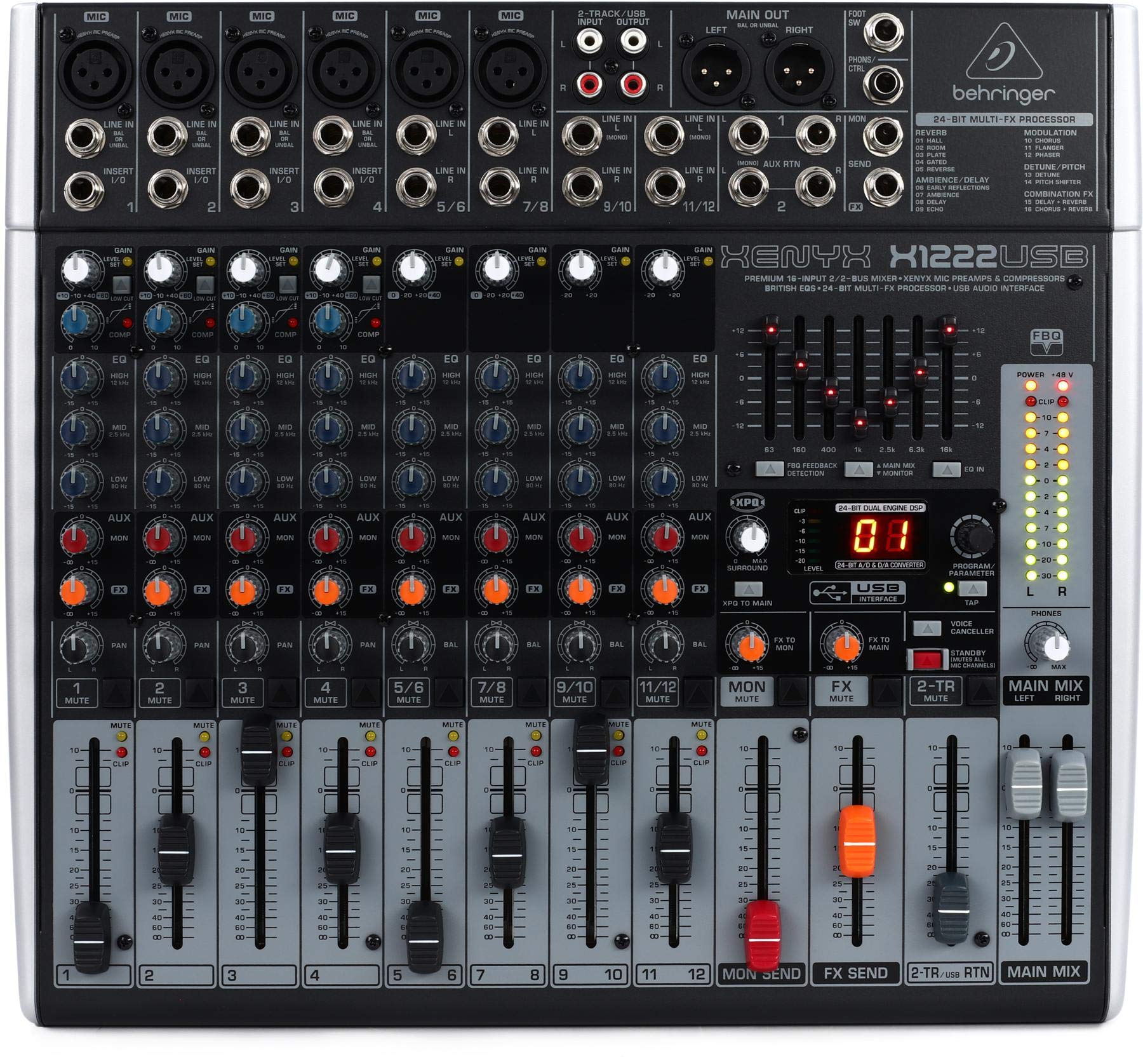 Behringer Analog Mixer 12 Channel 2 Bus 1 Knob CompEffectUSB Audio Interface XENYX X1222USB
Behringer Analog Mixer 12 Channel 2 Bus 1 Knob CompEffectUSB Audio Interface XENYX X1222USB