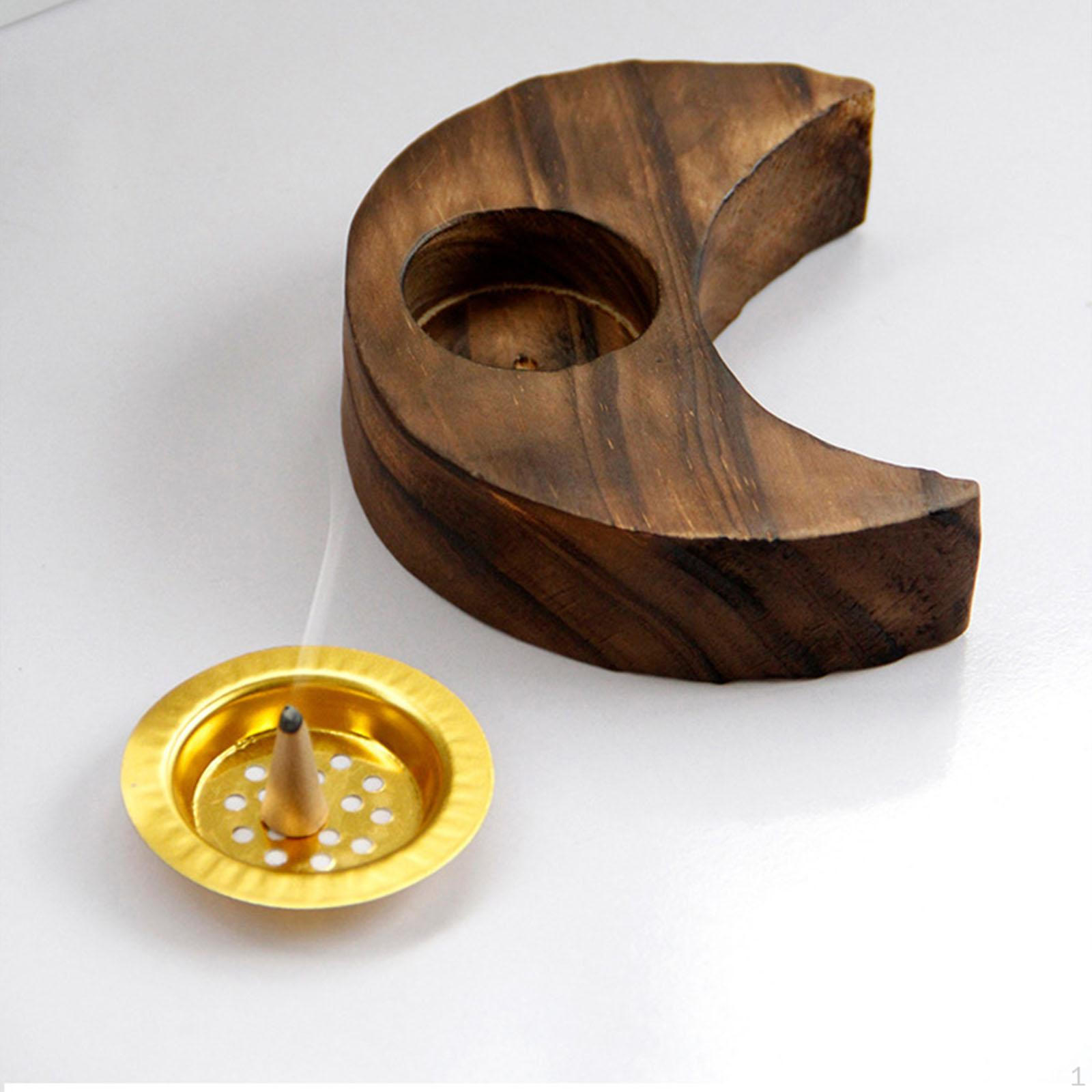 Wooden Incense Burner,Cone Holder Desk Furnishings Ornament Moon Shaped Censer with Tray for
Wooden Incense Burner,Cone Holder Desk Furnishings Ornament Moon Shaped Censer with Tray for