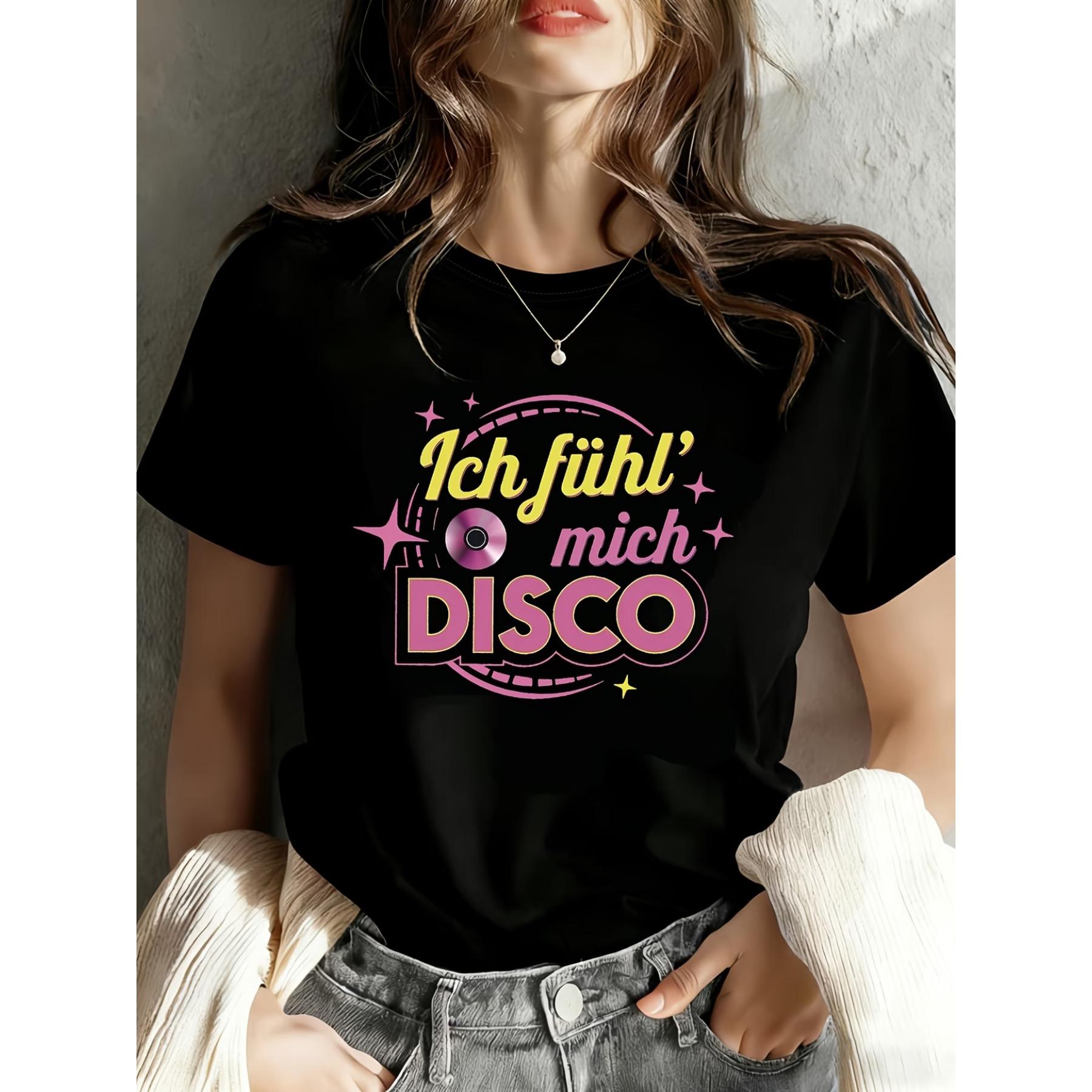 Women S Black Crew Neck Short Sleeve T-Shirt Retro Disco Style Alphabet Print XXL чорний
Women S Black Crew Neck Short Sleeve T-Shirt Retro Disco Style Alphabet Print XXL чорний