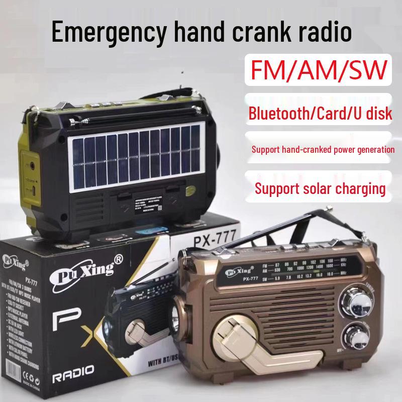 PX-777 Multi-Band Radio & Solar Bluetooth Speaker with Hand-Crank Generator & Card Slot Lighting Lamp Hand-Crank Charging Bluetooth Radio
PX-777 Multi-Band Radio & Solar Bluetooth Speaker with Hand-Crank Generator & Card Slot Lighting Lamp Hand-Crank Charging Bluetooth Radio