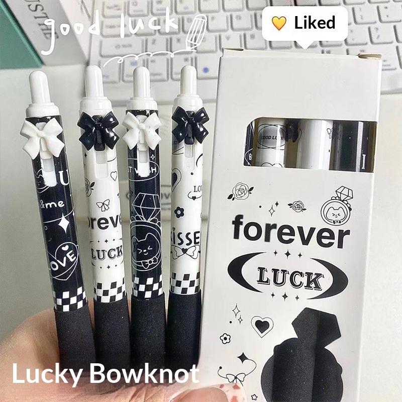 4 Pcs Black And White Bow Press Pen Soft Grip Super High Value 0.5Mm Brush Question Quick Drying Press Cartoon Neutral Pen
4 Pcs Black And White Bow Press Pen Soft Grip Super High Value 0.5Mm Brush Question Quick Drying Press Cartoon Neutral Pen