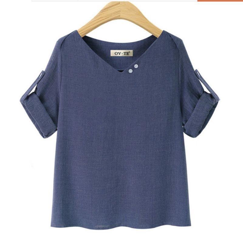 Plus Size Half-Length Sleeve European and American New Loose Slimming Shirt Blue 4XL
Plus Size Half-Length Sleeve European and American New Loose Slimming Shirt Blue 4XL