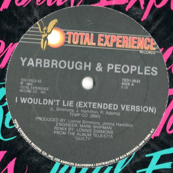 12inch Record YARBROUGH & PEOPLES - I Wouldn t Lie TED12633 Total Experienc 1986 US Soul/Funk Used
12inch Record YARBROUGH & PEOPLES - I Wouldn t Lie TED12633 Total Experienc 1986 US Soul/Funk Used