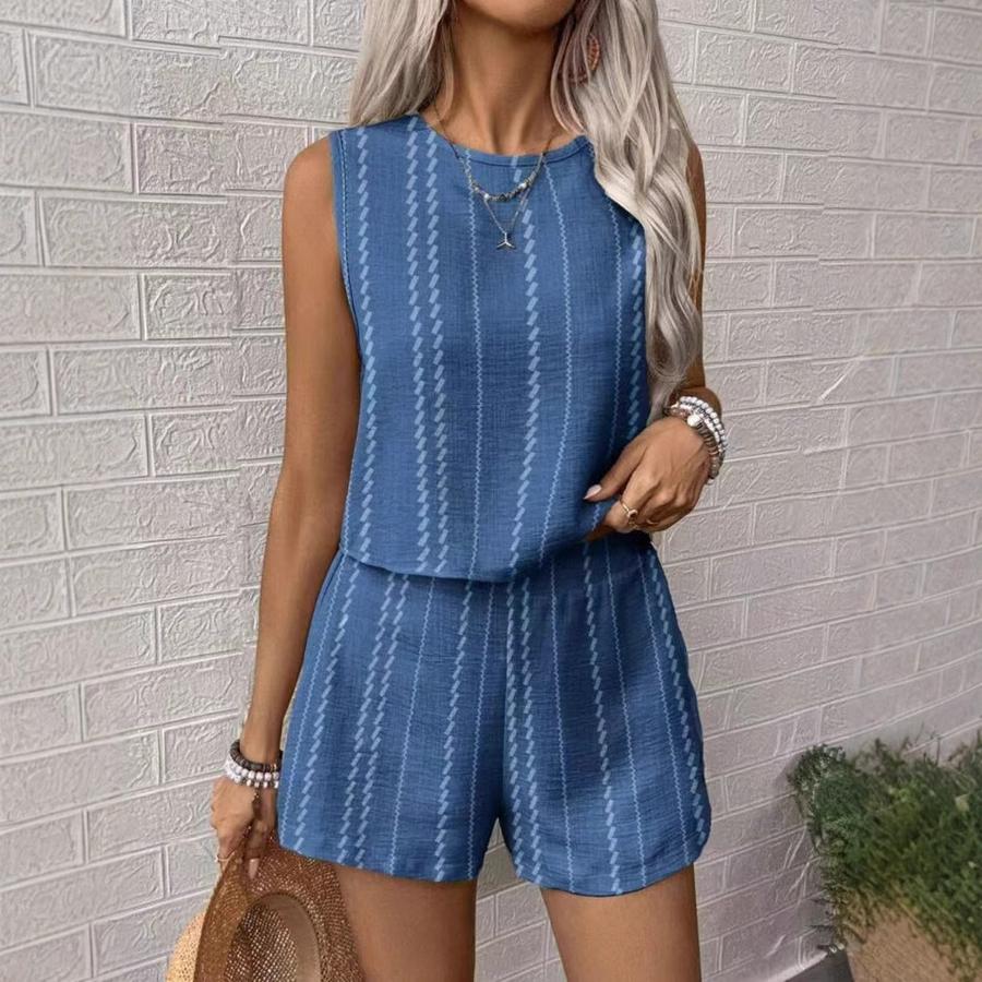 New Arrival Summer Casual Striped Sleeveless Fashion Vest Shorts Two Piece Set 2XL синій
New Arrival Summer Casual Striped Sleeveless Fashion Vest Shorts Two Piece Set 2XL синій