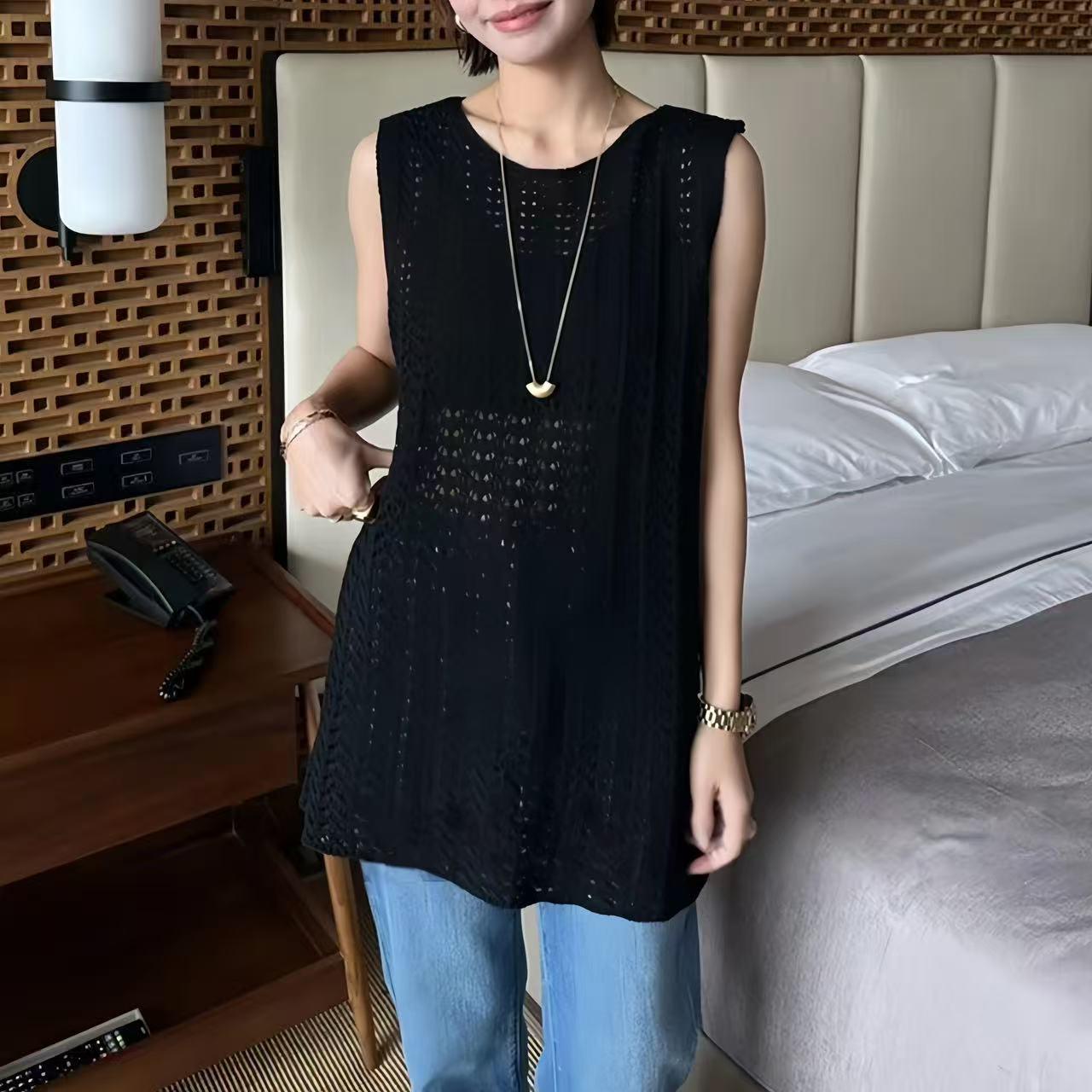 2026 Summer Korean Style Knit Hollow Camisole Vest Dress One size fits 85-120 jin чорний
2026 Summer Korean Style Knit Hollow Camisole Vest Dress One size fits 85-120 jin чорний