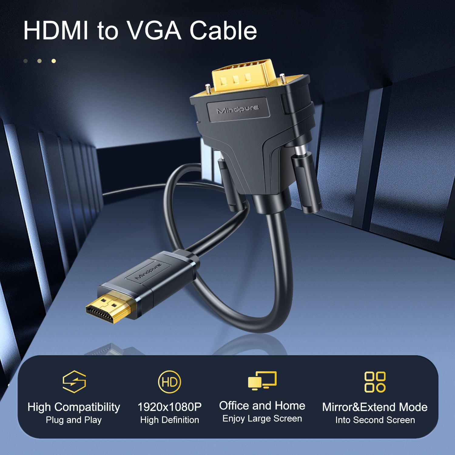 MINDPURE AD038 1m 1080P 60Hz HDMI to VGA Male to Male Adapter Cable with Audio and Power Port As Shown A
MINDPURE AD038 1m 1080P 60Hz HDMI to VGA Male to Male Adapter Cable with Audio and Power Port As Shown A