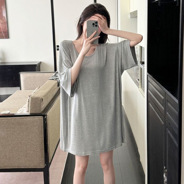 New Internet celebrity Modal large size loose nightdress women s summer short sleeves simple solid color medium and long pajamas loungewear One size fits all
New Internet celebrity Modal large size loose nightdress women s summer short sleeves simple solid color medium and long pajamas loungewear One size fits all