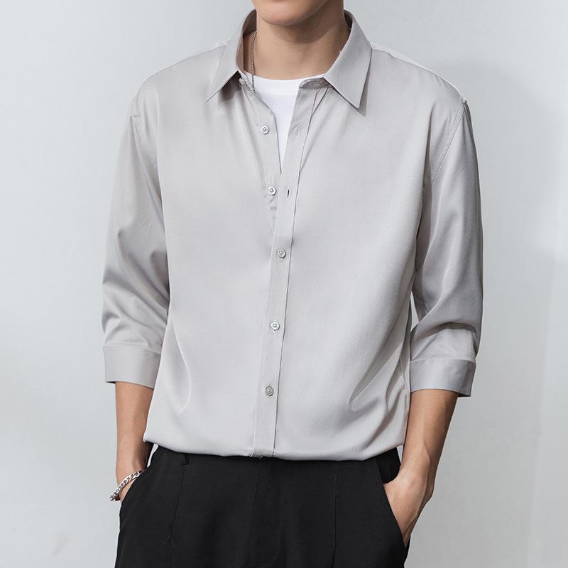 Мужская рубашка с коротким рукавом из ледяного шелка - Повседневная свободная посадка, однотонная, модная летняя верхняя одежда M серый
Мужская рубашка с коротким рукавом из ледяного шелка - Повседневная свободная посадка, однотонная, модная летняя верхняя одежда M серый