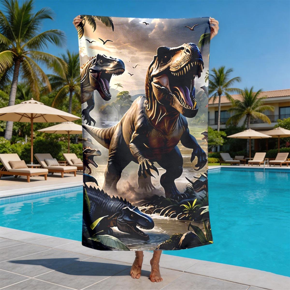 Jurassic dinosaur-themed pattern polyester microfiber beach towel is highly absorbent, suitable for swimming and beach outings W40*H60(CM)
Jurassic dinosaur-themed pattern polyester microfiber beach towel is highly absorbent, suitable for swimming and beach outings W40*H60(CM)
