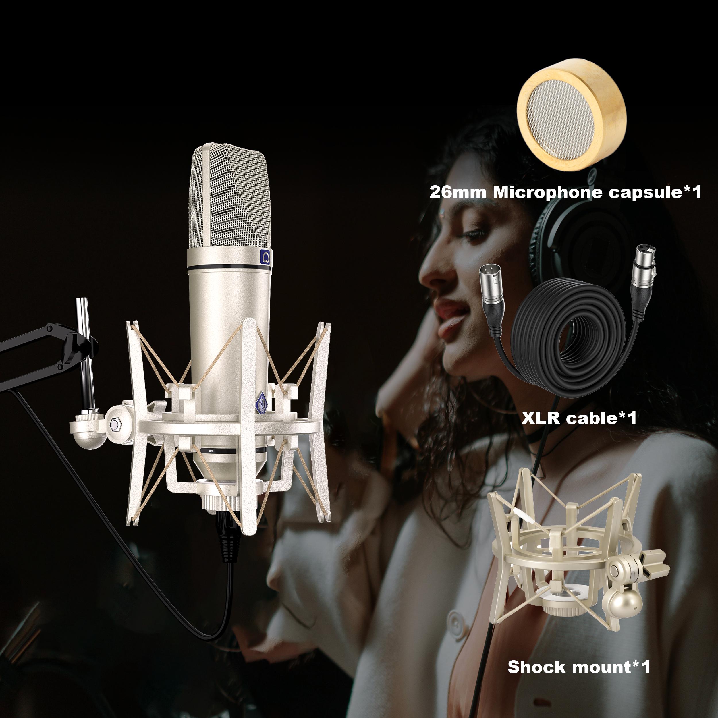U87 AI Condenser Microphone Large Diaphragm Studio XLR Mic for Vocal Recording Podcast YouTube Live Stream Streaming Voice Ove 26 MM
U87 AI Condenser Microphone Large Diaphragm Studio XLR Mic for Vocal Recording Podcast YouTube Live Stream Streaming Voice Ove 26 MM