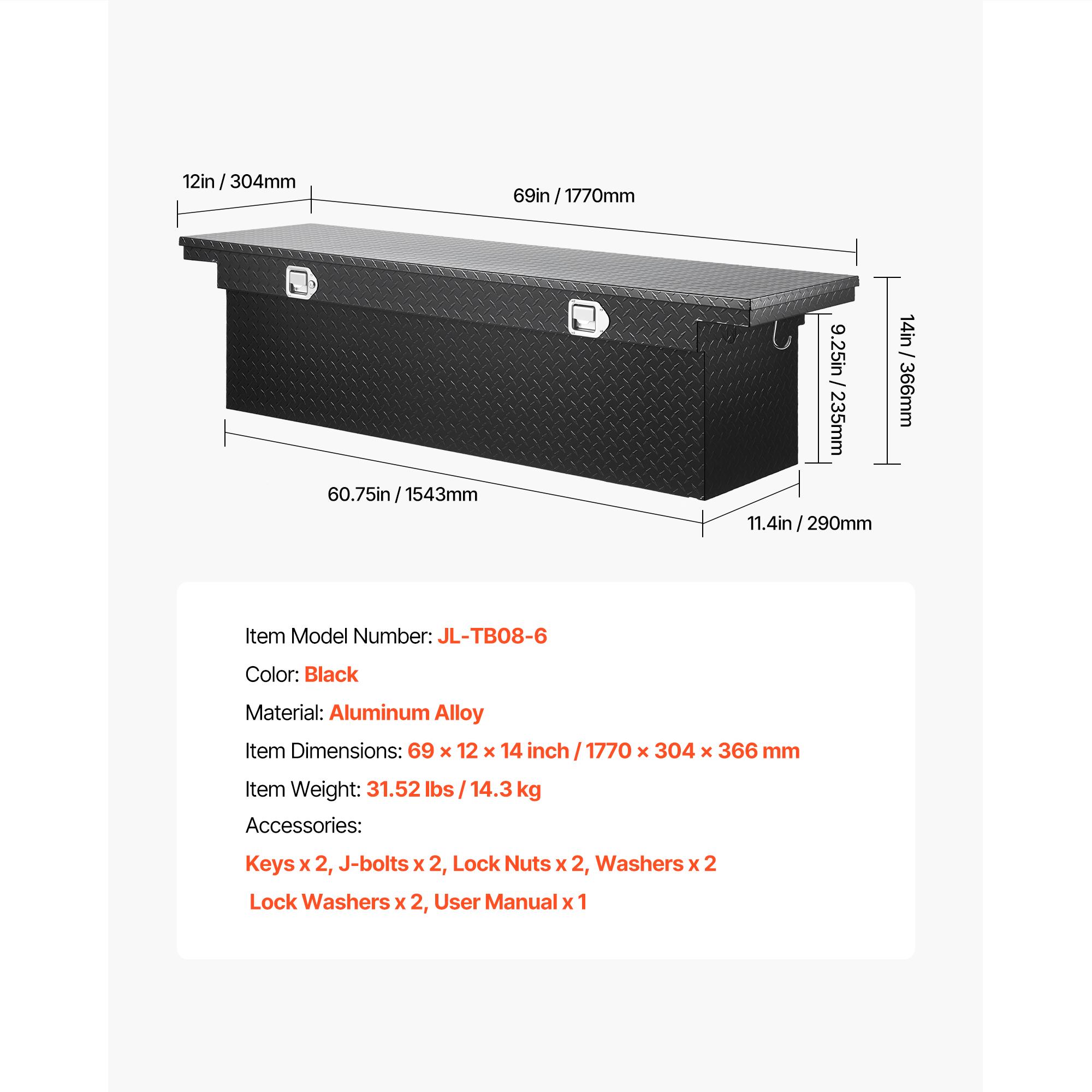 SucceBuy 69x12x14/70x20x13In Crossover Truck Tool Box Aluminum Toolbox with Diamond Texture Pick Up Truck Bed RV Trailer Toolbox
SucceBuy 69x12x14/70x20x13In Crossover Truck Tool Box Aluminum Toolbox with Diamond Texture Pick Up Truck Bed RV Trailer Toolbox
