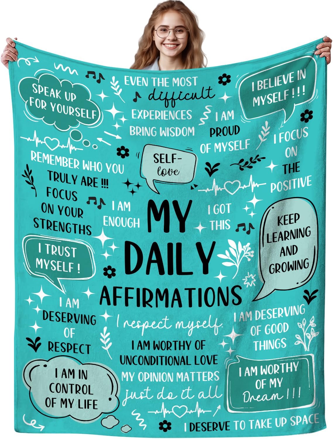 Positive Affirmation Throw Blanket for Stress Relief Inspirational Gifts for Her Him x Motivational Encouragement Messages 40x50in
Positive Affirmation Throw Blanket for Stress Relief Inspirational Gifts for Her Him x Motivational Encouragement Messages 40x50in