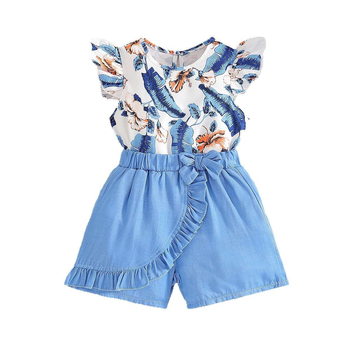 Girls Fashionable Blue Two-piece Summer Children s Casual Halter Top + Cute Shorts Set 3-4Y
Girls Fashionable Blue Two-piece Summer Children s Casual Halter Top + Cute Shorts Set 3-4Y
