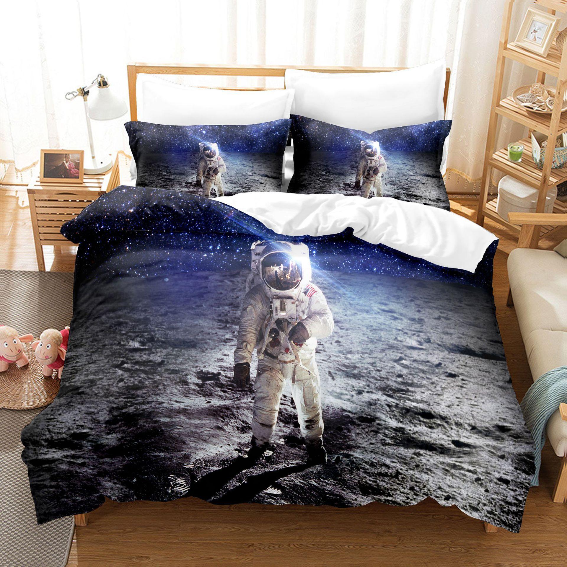 Astronaut Digital Printing Three-Piece Set Three-Dimensional Abraded Duvet Cover Pillowcase Chemical Fiber Kit 70 * 133
Astronaut Digital Printing Three-Piece Set Three-Dimensional Abraded Duvet Cover Pillowcase Chemical Fiber Kit 70 * 133