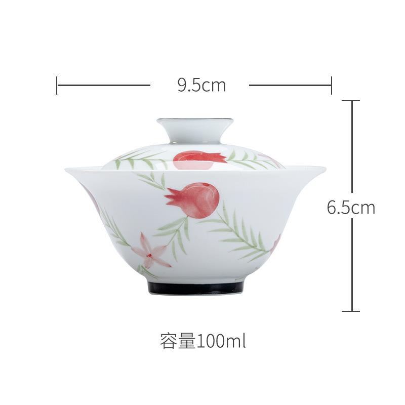 100ml Hand Drawn Pomegranate White Porcelain Thin Body Gaiwan Aesthetic Tea Tureen Tea Bowl With Lid Kit Tea Maker Cover Bowl
100ml Hand Drawn Pomegranate White Porcelain Thin Body Gaiwan Aesthetic Tea Tureen Tea Bowl With Lid Kit Tea Maker Cover Bowl