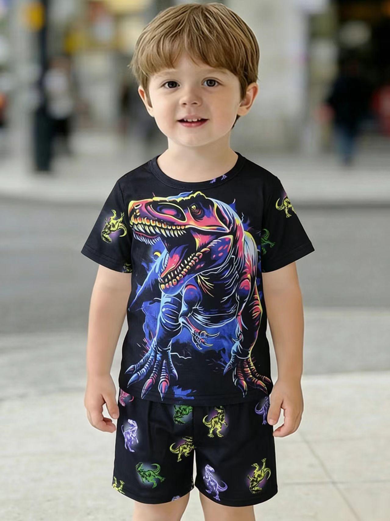 Toddler Boys Cool Neon Dinosaur Print 2-Piece Outfit, Summer Black Casual Clothes for Kids, Perfect for Playwear & Outdoor 5-6Y чорний
Toddler Boys Cool Neon Dinosaur Print 2-Piece Outfit, Summer Black Casual Clothes for Kids, Perfect for Playwear & Outdoor 5-6Y чорний